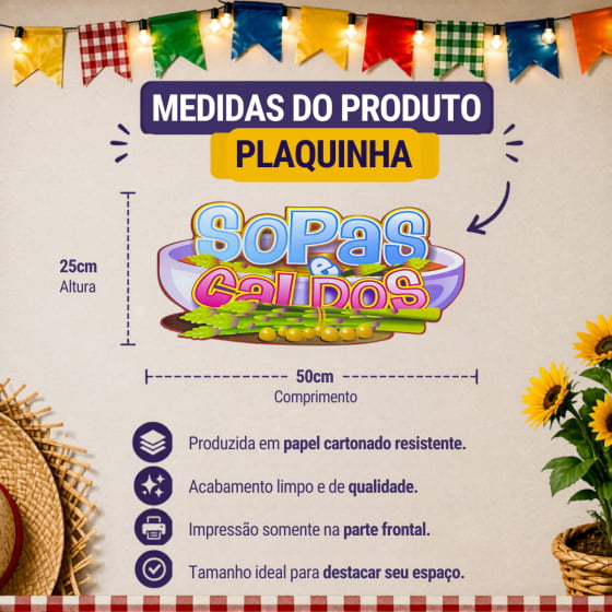 Plaquinha Decorativa Escrito Sopas e Caldos