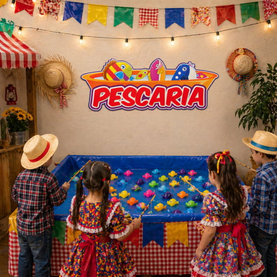Plaquinha Informativa Pescaria Festa Junina