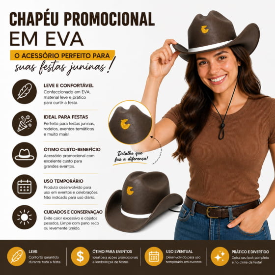 Chapéu Cowboy EVA Liso Adulto 