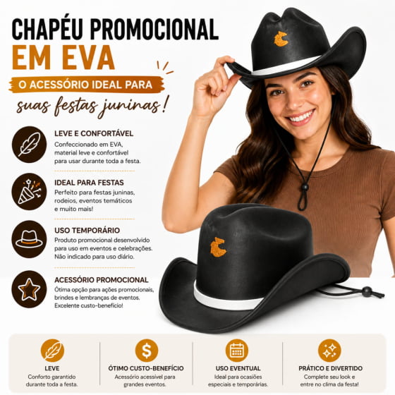 Chapéu Cowboy EVA Liso Adulto 