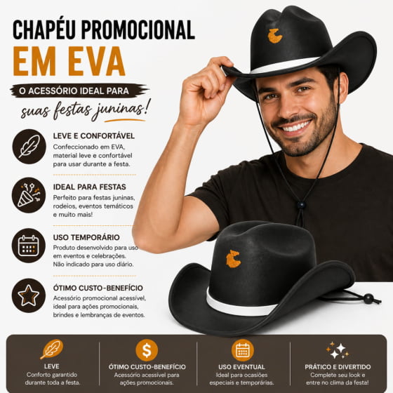 Chapéu Cowboy EVA Liso Adulto 