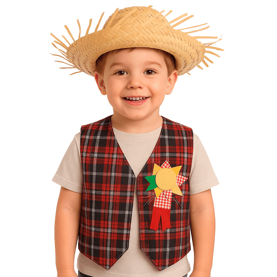 Colete Junino Infantil Xadrez Importado