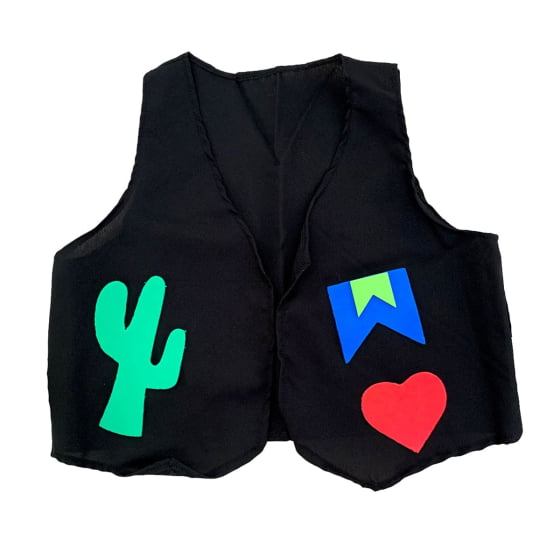 Colete Preto Festa Junina Traje Caipira Junino Infantil