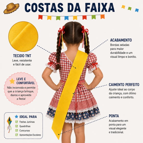 Faixa de Miss Caipirinha Acessório Quadrilha Festa Junina