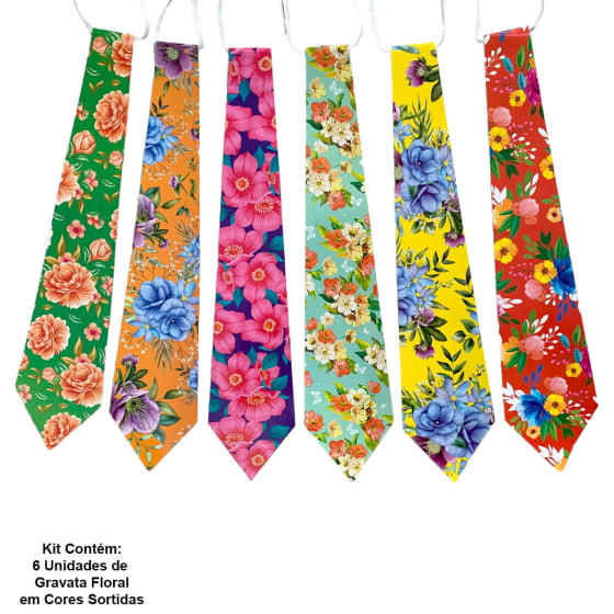 Kit Gravata Floral para Festa Junina - 6 unidades