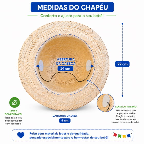 Kit Traje Junino para Bebês com Chapéu e Gravata