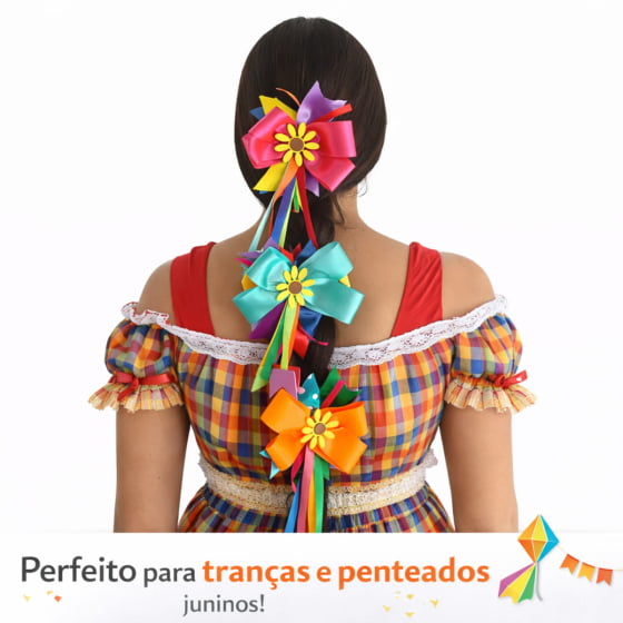 Acessório Laço Junino com Grampo Festa Junina