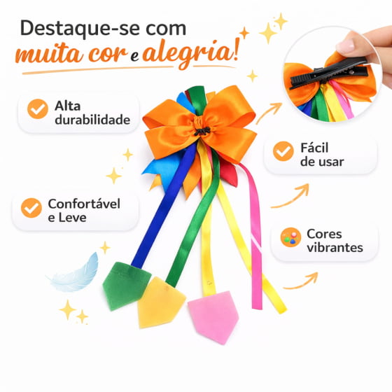 Acessório Laço Junino com Grampo Festa Junina