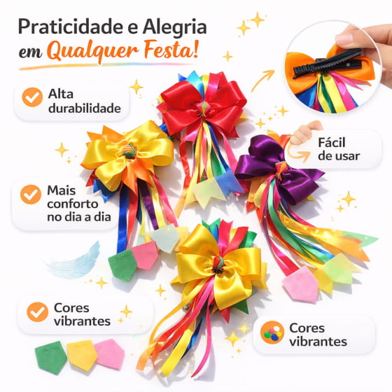 Acessório Laço Junino com Grampo Festa Junina