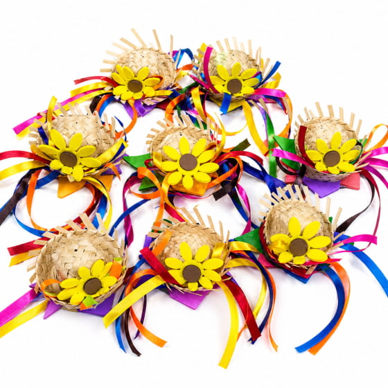 Mini Chapéu de Palha Baby com Grampo