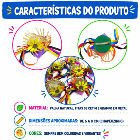 Mini Chapéu de Palha Baby com Grampo