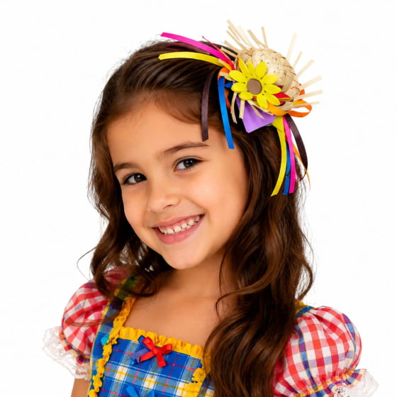 Mini Chapéu de Palha Baby com Grampo