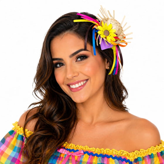 Mini Chapéu de Palha Baby com Grampo