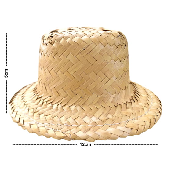Mini Chapéu de Palha Natural Boneca Liso Festa Junina
