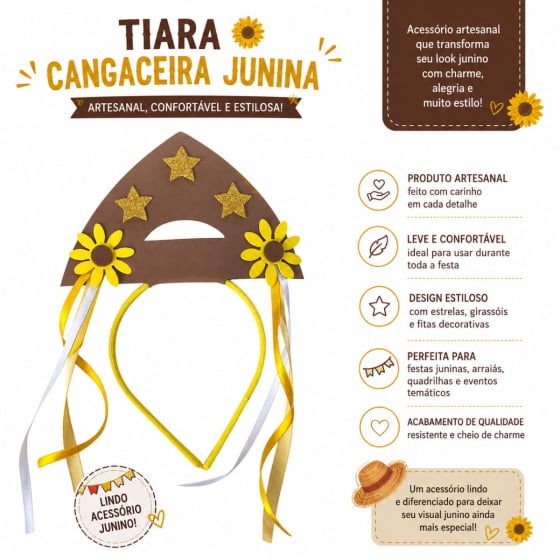 Tiara Cangaceira Girassol Festa Junina Arraiá Festa Caipira