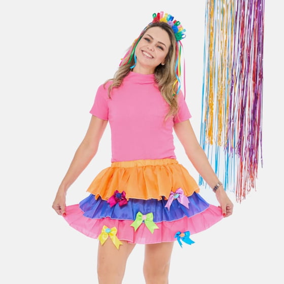 Tiara Com Fitas e Flores Coloridas Carnaval Festa Junina