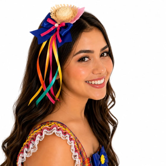 Tiara Mini Chapéu de Palha Acessório Festa Junina