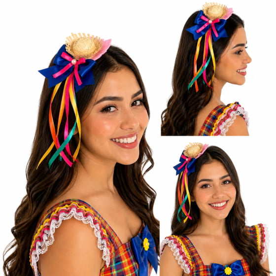 Tiara Mini Chapéu de Palha Acessório Festa Junina