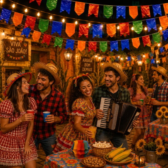 Bandeirão Junino de Plástico Decoração Festa Junina - 10 metros