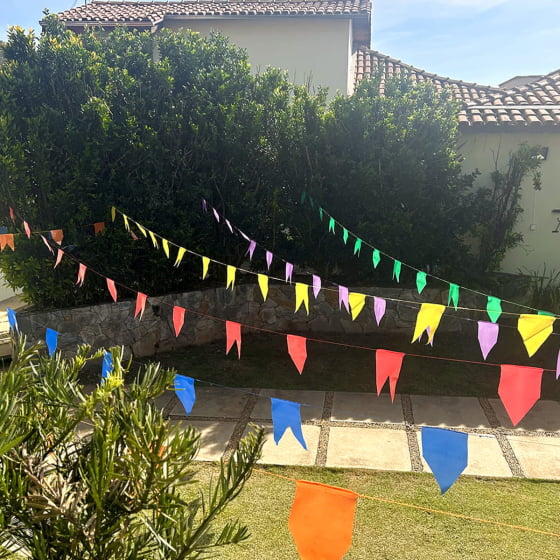 Bandeirinha Festa Junina De Plástico Amarela Kit 60 Metros