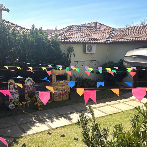 Bandeirinha Festa Junina De Plástico Amarela Kit 60 Metros