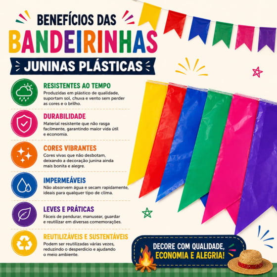 Bandeirinha Junina De Plástico 300 Metros Melhor Oferta!