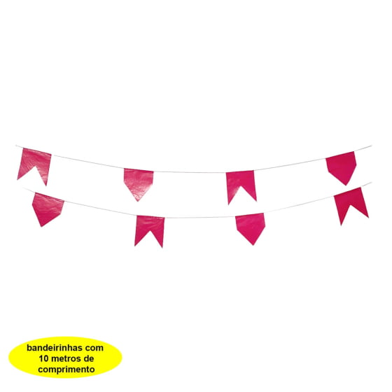 Bandeirinha Junina De Plástico Rosa 100 Metros Barato!