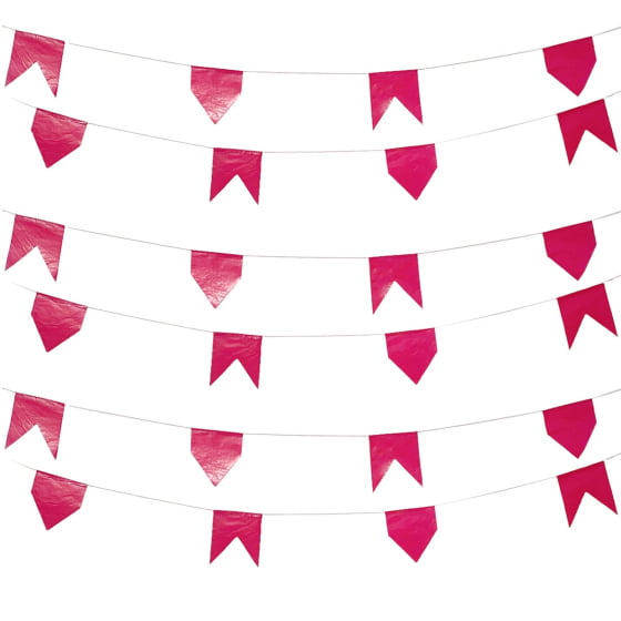 Bandeirinha Junina De Plástico Rosa 100 Metros Barato!