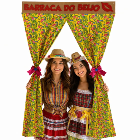 Cortina Barraca do Beijo Decoração de Festa Junina