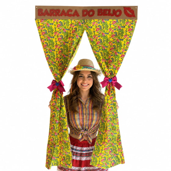 Cortina Barraca do Beijo Decoração Festa Junina