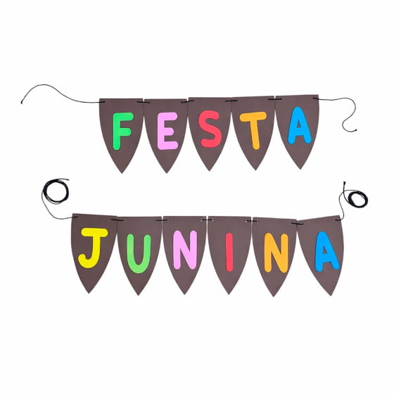 Decoração de Festa Junina Flâmula Bandeirinha em EVA Colorida