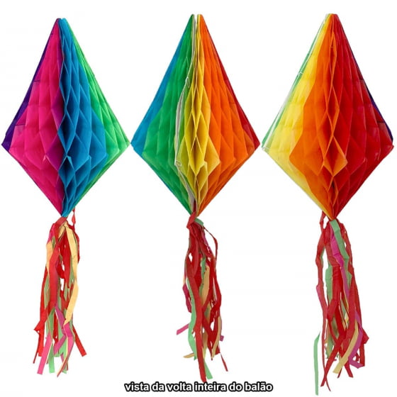 Enfeite Balão Colorido Origami Festa Junina 