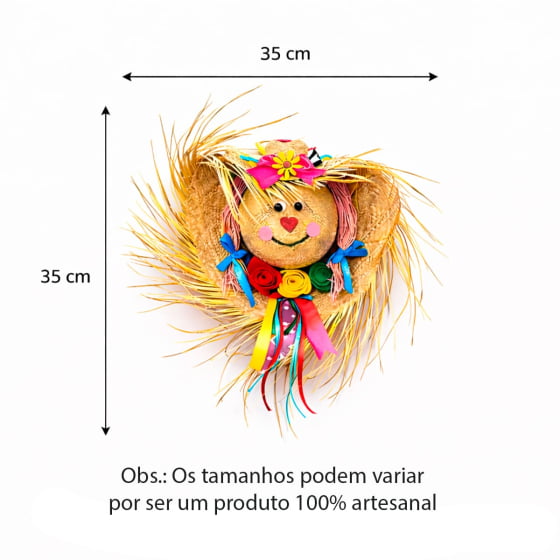 Enfeite Chapéu de Palha Decorado Espantalha Decoração de Festa Junina