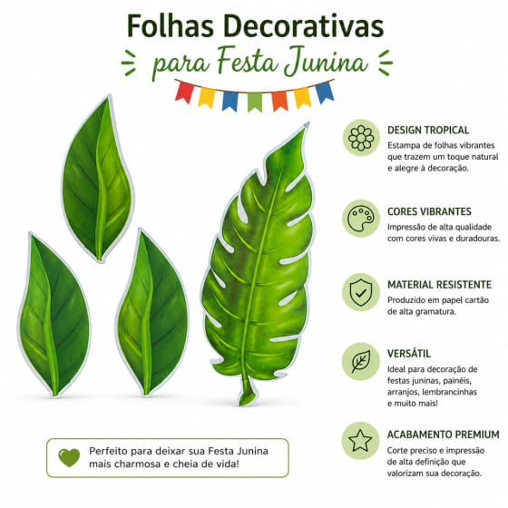 Enfeites Folhas Pequenas com 4 Unidades