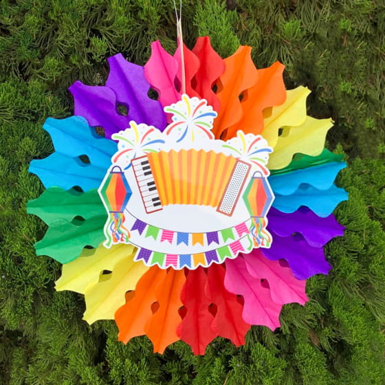 Enfeite Junino Origami Colorido Personagens Festa Junina