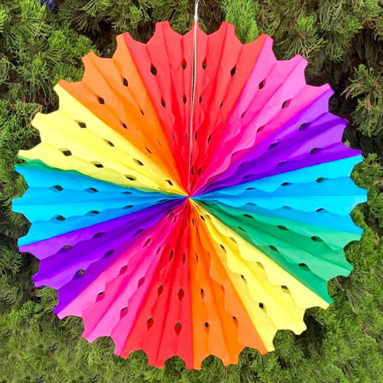 Enfeite Redondo Origami Lanterna de Papel Colorida 50 cm