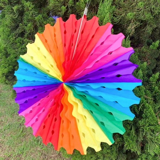 Enfeite Redondo Origami Lanterna de Papel Colorida 50 cm