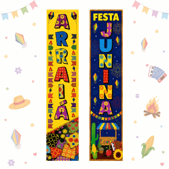 Faixa Decorativa Vertical Decoração de Parede Festa Junina