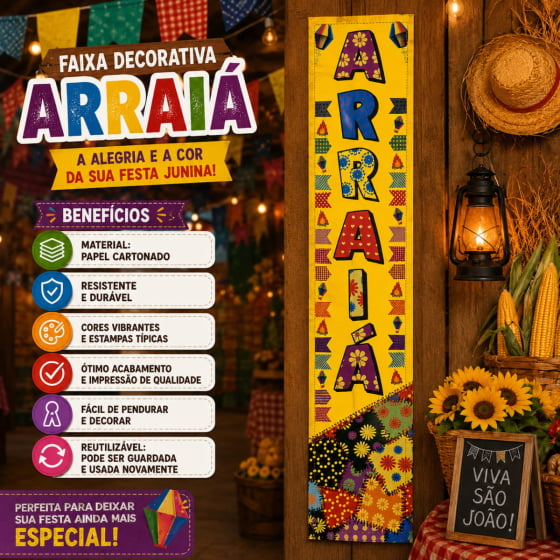 Faixa Decorativa Vertical Decoração de Parede Festa Junina