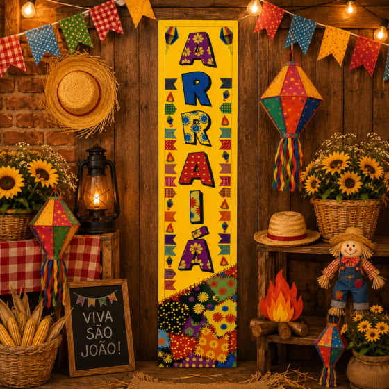 Faixa Decorativa Vertical Decoração de Parede Festa Junina