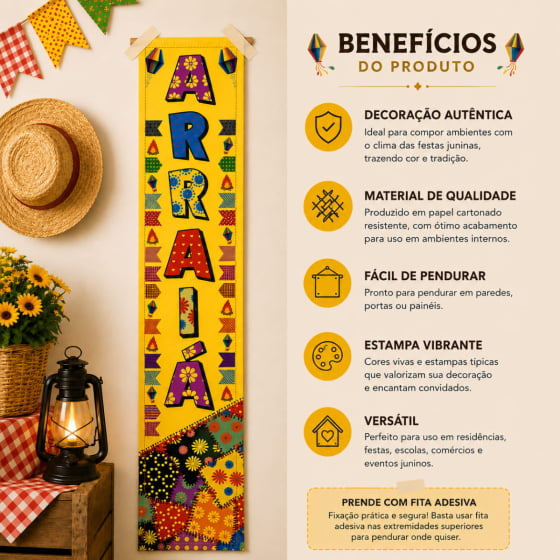 Faixa Decorativa Vertical Decoração de Parede Festa Junina