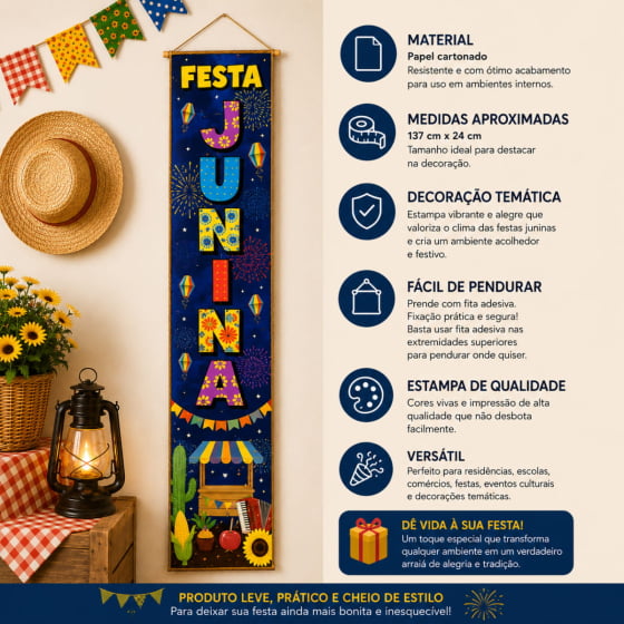 Faixa Decorativa Vertical Decoração de Parede Festa Junina