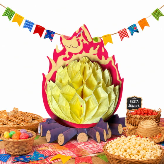 Fogueira Decorativa de Papel Origami Decoração de Festa Junina