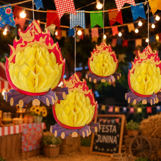 Fogueira Decorativa de Papel Origami Decoração de Festa Junina
