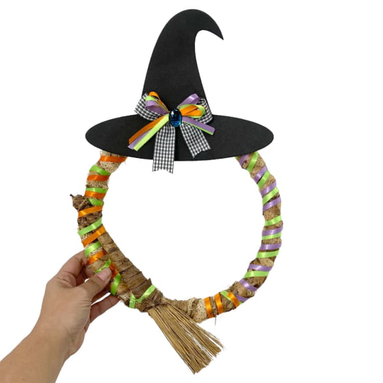 Guirlanda Decorativa Rústica Bruxa Halloween