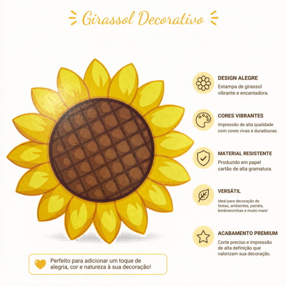 Kit Decorativo Girassol com 21 cm - 6 unidades