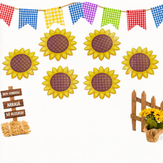 Kit Decorativo Girassol com 21 cm - 6 unidades