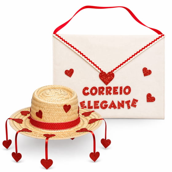 Kit Fantasia Correio Elegante Festa Junina (Chapéu + Envelope)