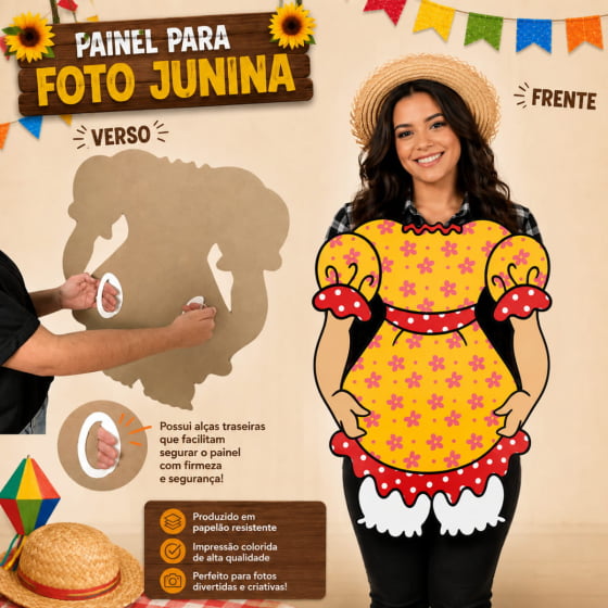 Painel Decorativo para Fotos Vestido Caipira Arraiá Painel Decorativo para Fotos Vestido Caipira Arraiá