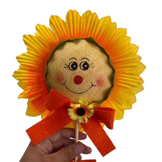 Palito Rosto Girassol Junino 58 cm